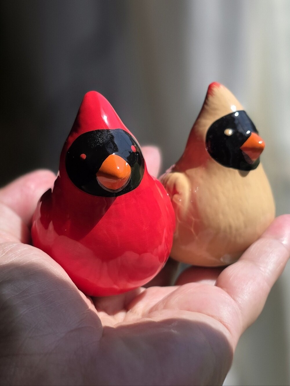 Hallmark Ceramic Cardinal Couple Salt and Pepper Shakers Set